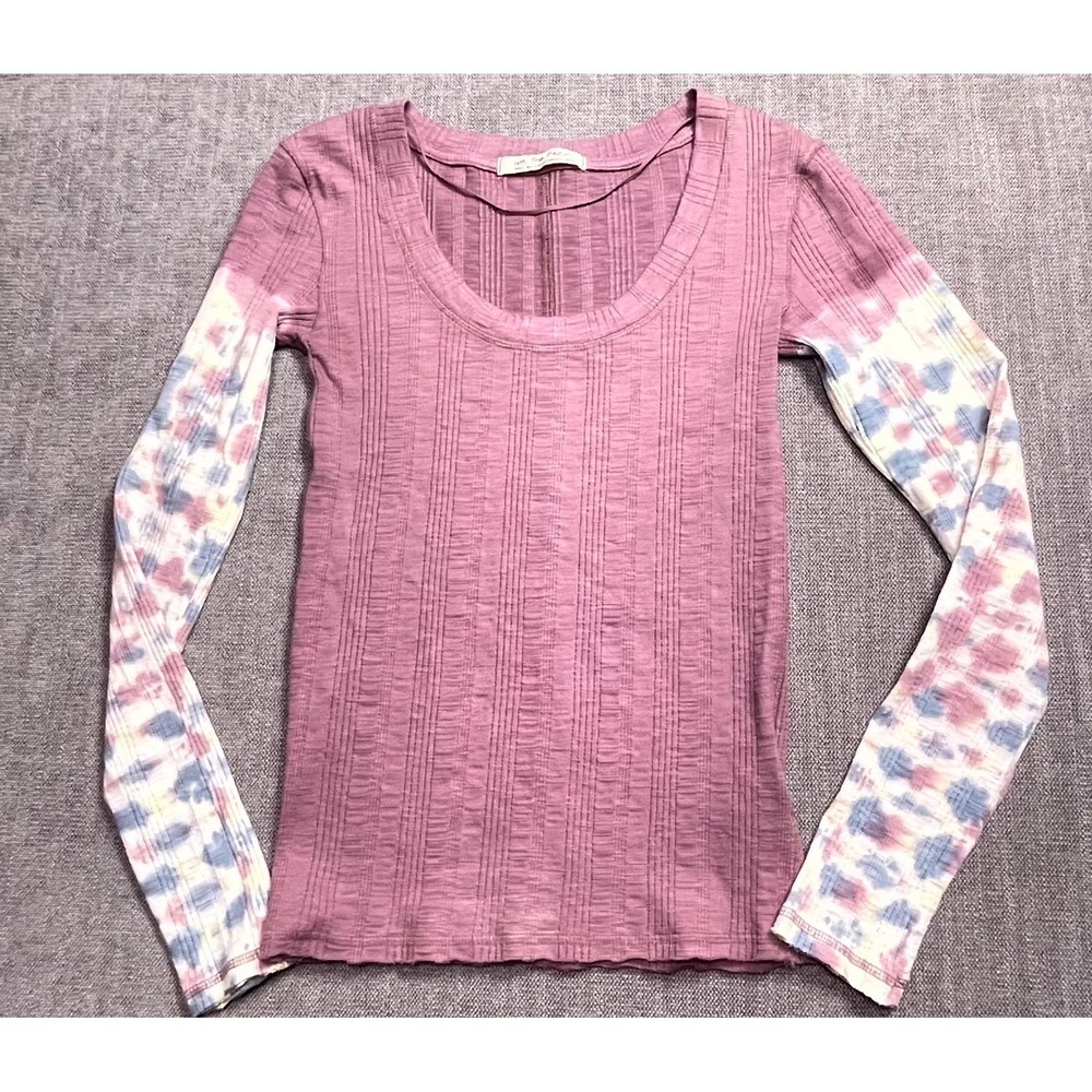 We The Free Big Sur Long Sleeve T Shirt Womens Small Purple Tie Dye Sleeves